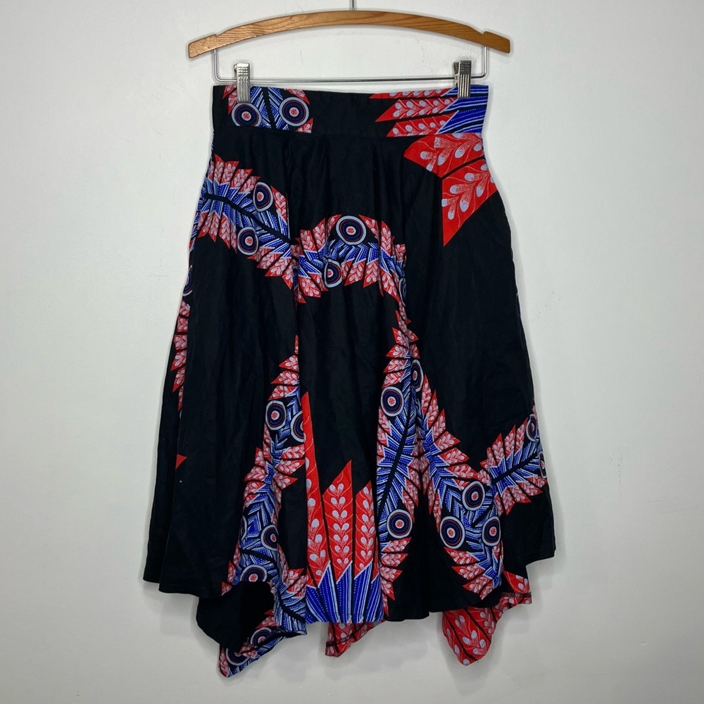 Amani Africa 100% cotton bright colored‎ skirt with handkerchief hem womens sz 6